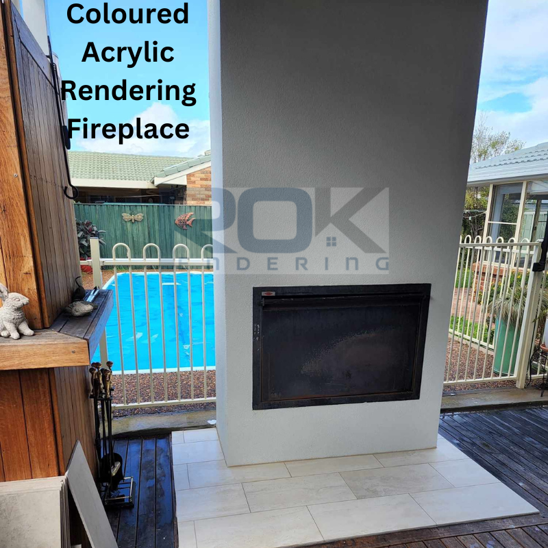 coloured rendering fire place